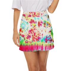 Pattern Decorated Schoolbus Tie Dye Mini Front Wrap Skirt