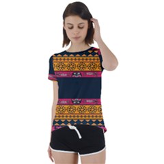 Pattern Ornaments Africa Safari Summer Graphic Short Sleeve Open Back Tee by Amaryn4rt