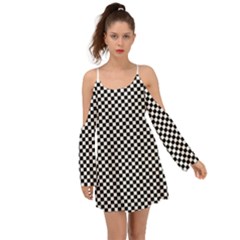 Black And White Checkerboard Background Board Checker Boho Dress by Amaryn4rt