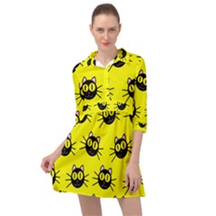 Cats Heads Pattern Design Mini Skater Shirt Dress by Amaryn4rt