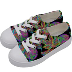 Autumn Pattern Dried Leaves Kids  Low Top Canvas Sneakers by Simbadda