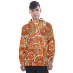 Oranges Background Texture Pattern Men s Front Pocket Pullover Windbreaker by Simbadda