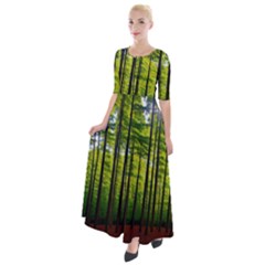 Green Forest Jungle Trees Nature Sunny Half Sleeves Maxi Dress