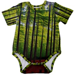 Green Forest Jungle Trees Nature Sunny Baby Short Sleeve Bodysuit by Ravend