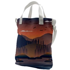 Cool Landscape Night Minimal Art Minimalist Canvas Messenger Bag