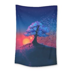 Dark Tree Sunset Landscape Art Small Tapestry