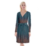 Dark Forest Nature Long Sleeve Velvet Front Wrap Dress