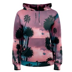 Nature Sunset Sky Clouds Palms Tropics Porous Women s Pullover Hoodie by Ravend
