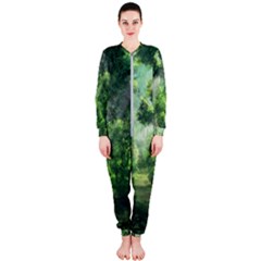 Anime Green Forest Jungle Nature Landscape Onepiece Jumpsuit (ladies) by Ravend