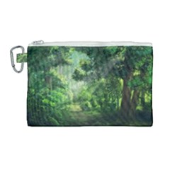 Anime Green Forest Jungle Nature Landscape Canvas Cosmetic Bag (large) by Ravend