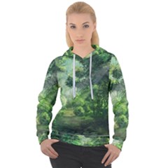 Anime Green Forest Jungle Nature Landscape Women s Overhead Hoodie by Ravend