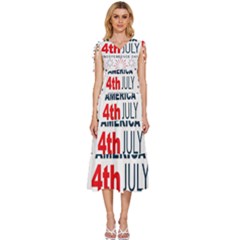Independence Day Usa V-neck Drawstring Shoulder Sleeveless Maxi Dress by Ravend