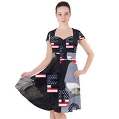 Freedom Patriotic American Usa Cap Sleeve Midi Dress