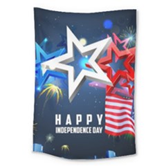4th Of July Happy Usa Independence Day Large Tapestry by Ravend