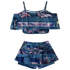 July 4th Parade Independence Day Kids  Off Shoulder Skirt Bikini by Ravend