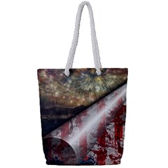 Independence Day Background Abstract Grunge American Flag Full Print Rope Handle Tote (small) by Ravend
