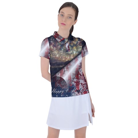 Independence Day Background Abstract Grunge American Flag Women s Polo Tee by Ravend