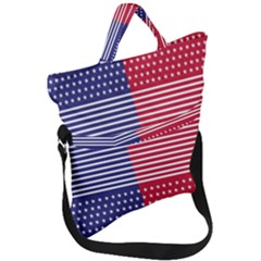 American Flag Patriot Red White Fold Over Handle Tote Bag by Celenk