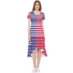 American Flag Patriot Red White High Low Boho Dress by Celenk
