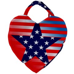 Patriotic American Usa Design Red Giant Heart Shaped Tote