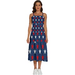 Patriotic Colors America Usa Red Sleeveless Shoulder Straps Boho Dress by Celenk