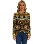 Pattern Abstract Background Art Long Sleeve Crew Neck Pullover Top
