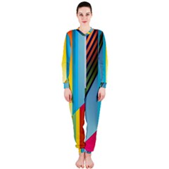 Colorful Rainbow Stripe Pattern Onepiece Jumpsuit (ladies) by Vaneshop
