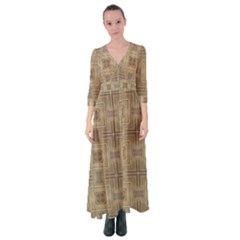 Abstract Wood Design Floor Texture Button Up Maxi Dress by Celenk