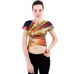 Telephone Box London Night Crew Neck Crop Top by Uceng