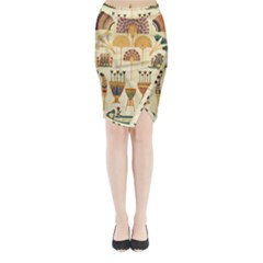 Egyptian Paper Papyrus Hieroglyphs Midi Wrap Pencil Skirt by Vaneshop