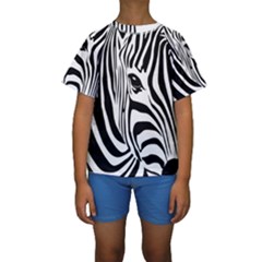 Animal Cute Pattern Art Zebra Kids  Short Sleeve Swimwear by Amaryn4rt