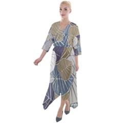 Ackground Leaves Desktop Quarter Sleeve Wrap Front Maxi Dress by Amaryn4rt
