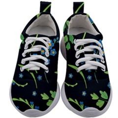 Abstract Wild Flowers Dark Blue Background Blue Flower Blossom Flat Retro Seamless Pattern Daisy Kids Athletic Shoes