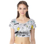 Set-cute-colorful-doodle-hand-drawing Short Sleeve Crop Top