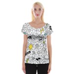 Set-cute-colorful-doodle-hand-drawing Cap Sleeve Top