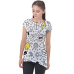 Set-cute-colorful-doodle-hand-drawing Cap Sleeve High Low Top