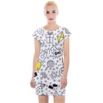 Set-cute-colorful-doodle-hand-drawing Cap Sleeve Bodycon Dress