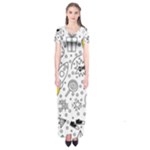 Set-cute-colorful-doodle-hand-drawing Short Sleeve Maxi Dress