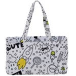 Set-cute-colorful-doodle-hand-drawing Canvas Work Bag