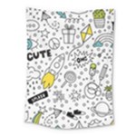 Set-cute-colorful-doodle-hand-drawing Medium Tapestry