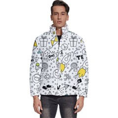 Set-cute-colorful-doodle-hand-drawing Men s Puffer Bubble Jacket Coat by uniart180623