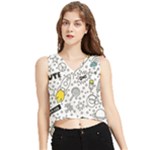 Set-cute-colorful-doodle-hand-drawing V-Neck Cropped Tank Top