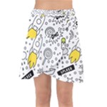 Set-cute-colorful-doodle-hand-drawing Wrap Front Skirt