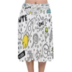 Set-cute-colorful-doodle-hand-drawing Velvet Flared Midi Skirt