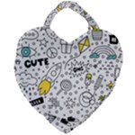 Set-cute-colorful-doodle-hand-drawing Giant Heart Shaped Tote