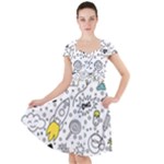 Set-cute-colorful-doodle-hand-drawing Cap Sleeve Midi Dress