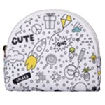 Set-cute-colorful-doodle-hand-drawing Horseshoe Style Canvas Pouch