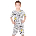 Set-cute-colorful-doodle-hand-drawing Kids  Tee and Shorts Set