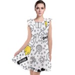 Set-cute-colorful-doodle-hand-drawing Tie Up Tunic Dress