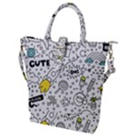Set-cute-colorful-doodle-hand-drawing Buckle Top Tote Bag